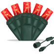 25 5mm Red Commercial LED Lights, Green Wire, 4" Spacing