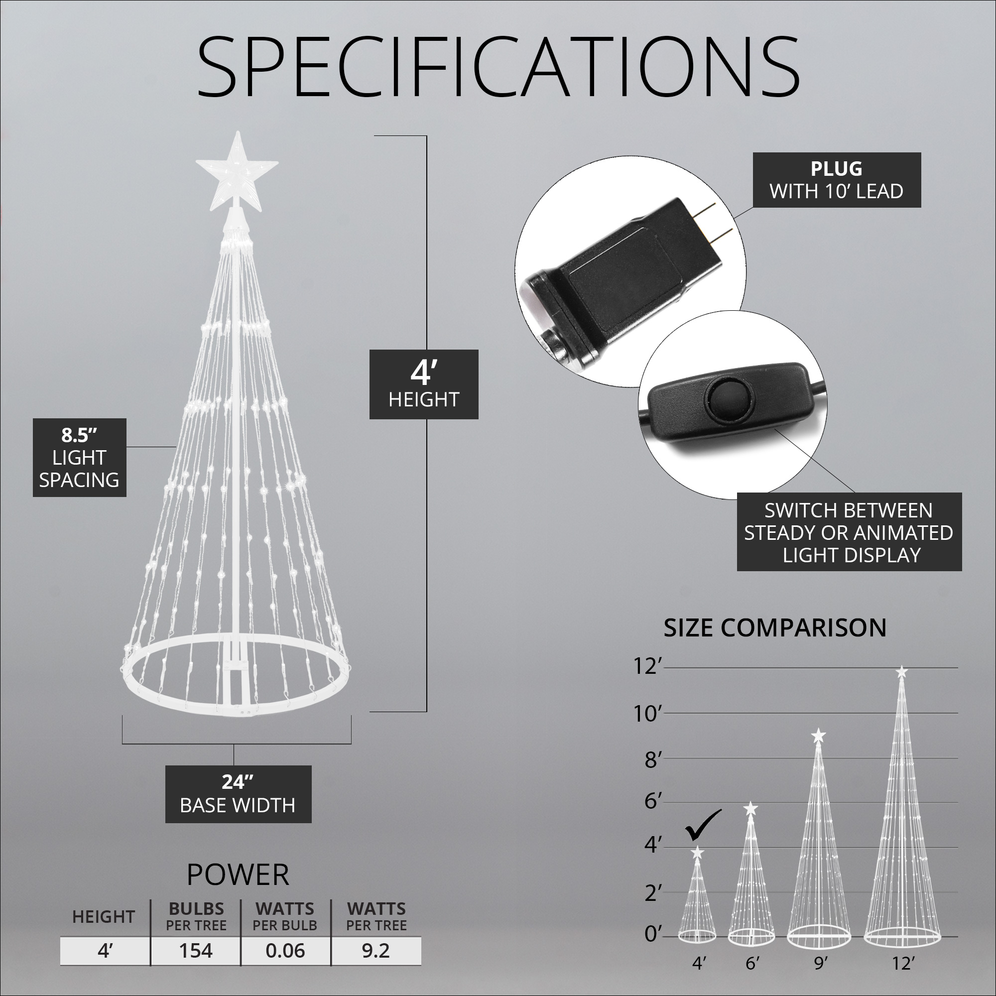 Multicolor LED Animated Outdoor Lightshow Tree Wintergreen