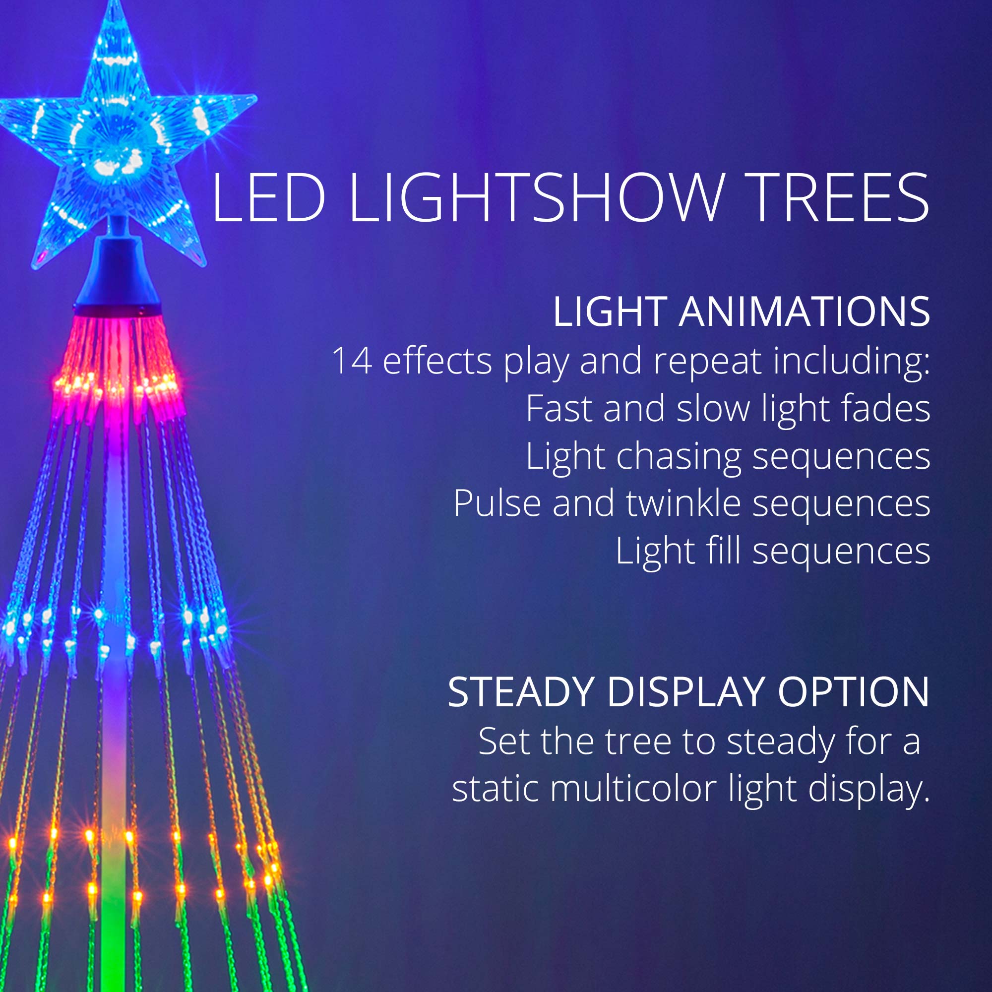 Multicolor LED Animated Outdoor Lightshow Tree Wintergreen