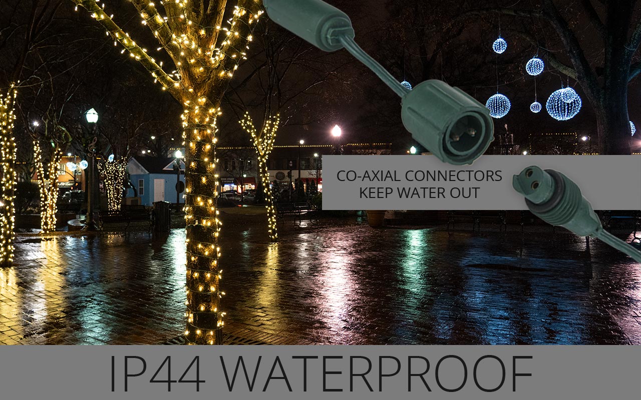 Commercial LED Christmas Lights With Watertight Coaxial Connectors