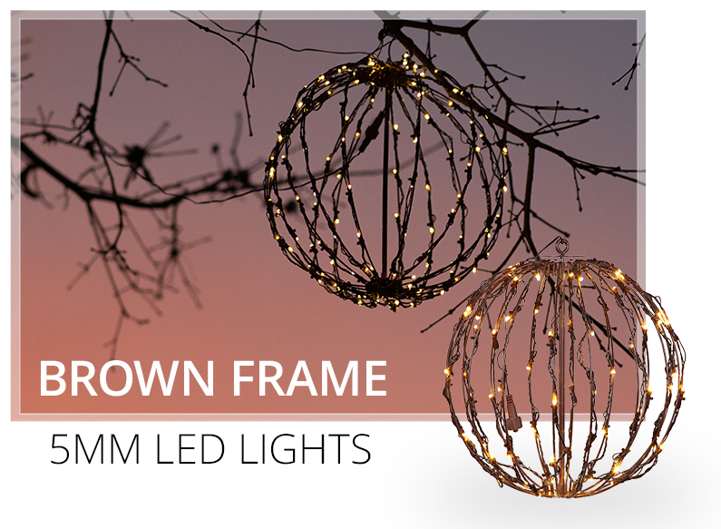 Brown Frame 5MM LED Christmas Light Balls