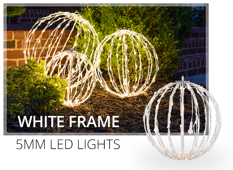 White Frame 5MM LED Christmas Light Balls