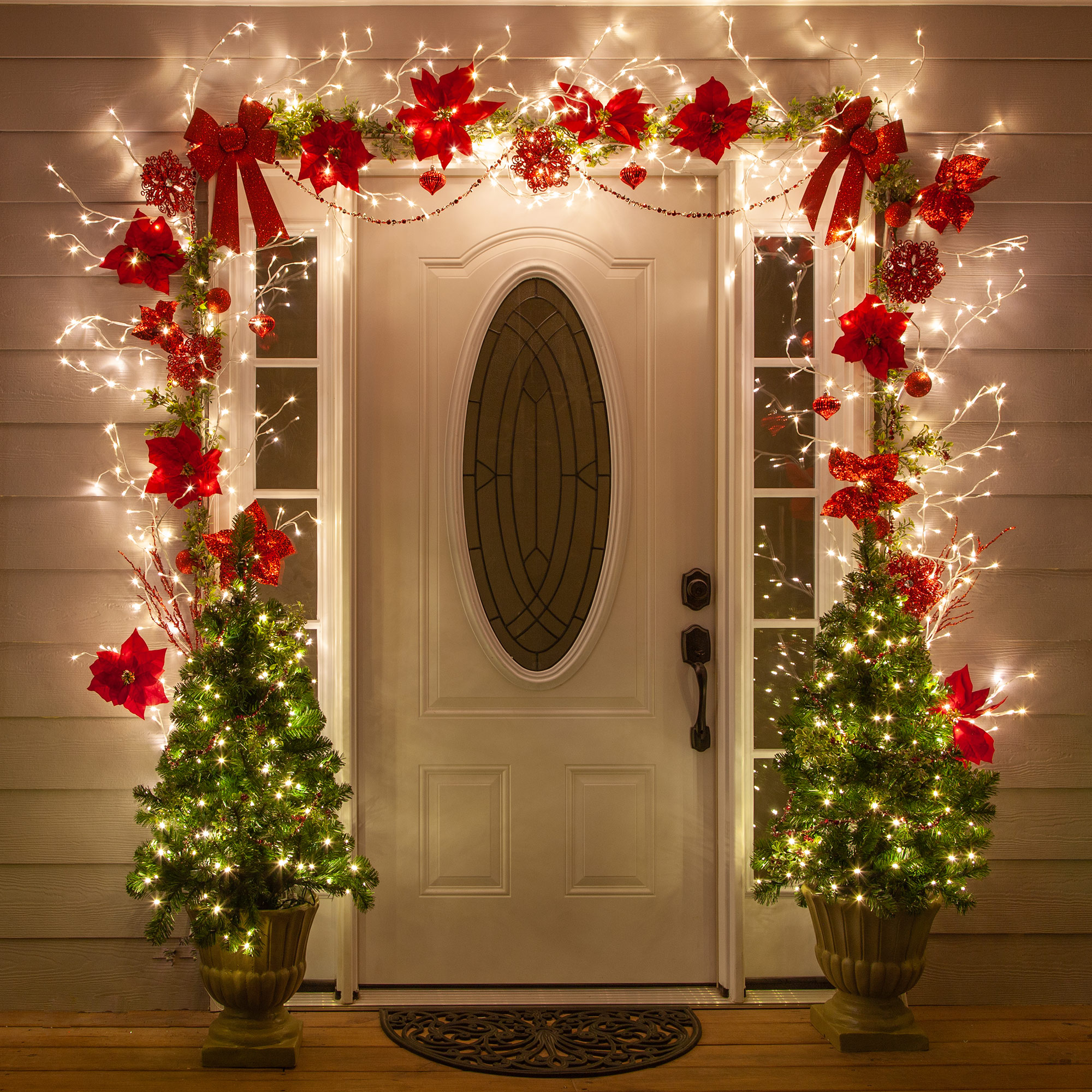 Climbing Vine Lighted Branches Christmas Door Decoration